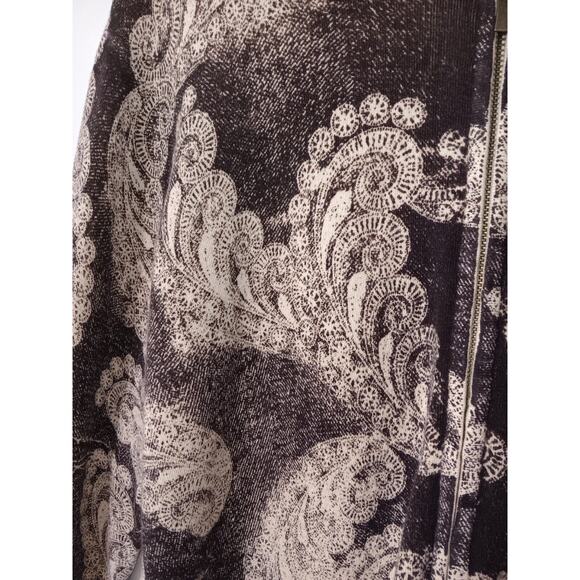 Cinnamon Cinder Hooded Sweater Jacket Zip Front Brown Tan Paisley XL - Picture 16 of 16